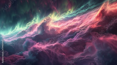 Aurora: An illustration capturing the ethereal dance of the aurora australis photo