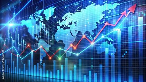 financial graph of stock market chart showing