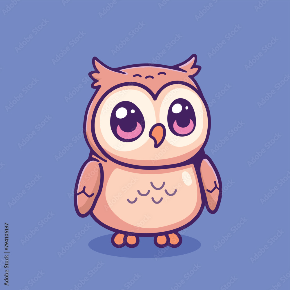 Cute owl cartoon illustration flat vector art design