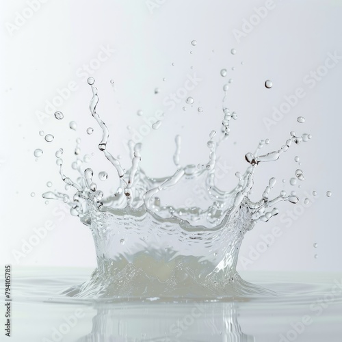 Transparent water splash with a white background