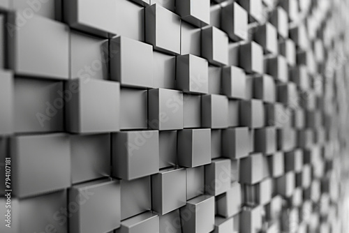 A minimalist background composed of 3D pixelated squares arranged in a grid-like pattern, reminiscent of digital displays or computer screens. 