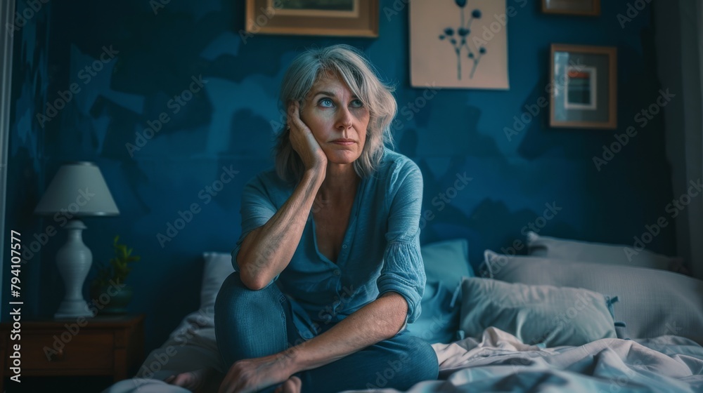 Woman Contemplating in Bedroom