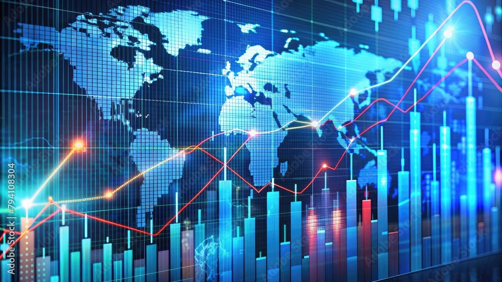 financial graph of stock market chart showing financial graph of stock market chart showing