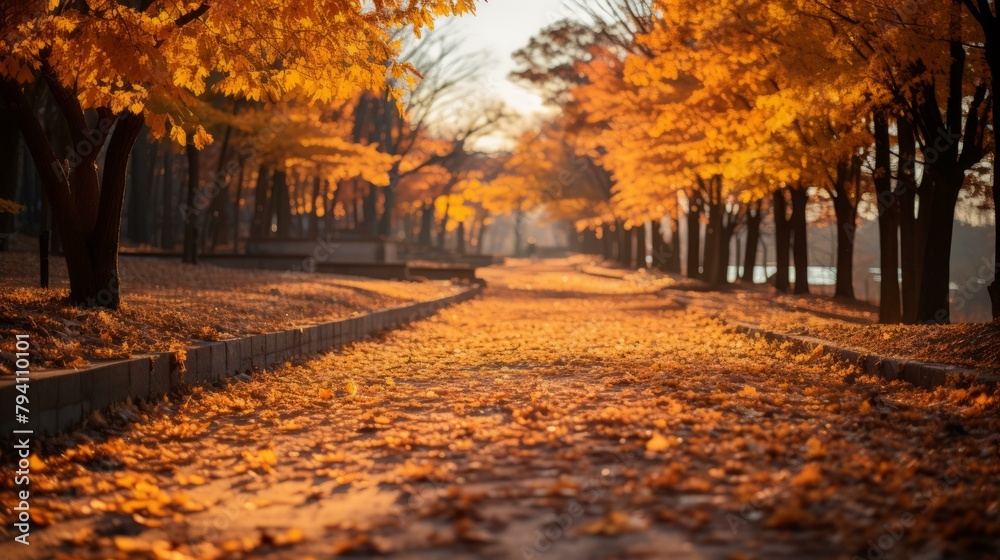 b'Fall Scenery With Trees And Pathway'