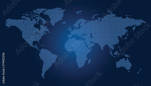 World Map with Technology Theme Vector Illustration