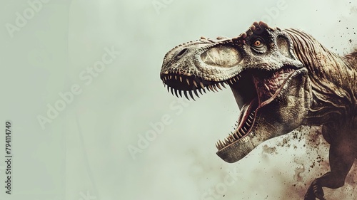 Ferocious Tyrannosaurus Rex Wallpaper with Copy Space