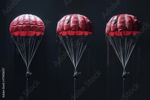 Parachute deployment sequence, illustrating drag and stability in aerodynamic deceleration photo