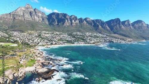 Aerial of the Twelve Apostles and Camps Bay, Cape Town, Western Cape, South Africa, Africa photo