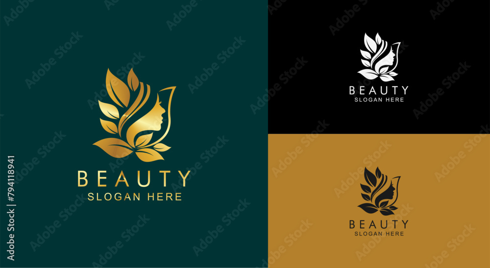 beauty salon logo woman silhouette side view vector illustration