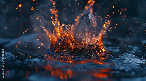 Water droplets exploding on ahot surface, the resulting steam wisping and twisting in an abstract dance, perfect for a scientific research documentary.