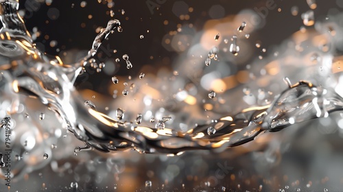 Water droplets exploding on ahot surface, the resulting steam wisping and twisting in an abstract dance, perfect for a scientific research documentary. photo