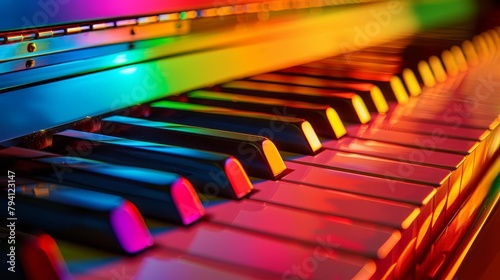 abstract colorful piano keyboard closeup as creative music background wallpaper