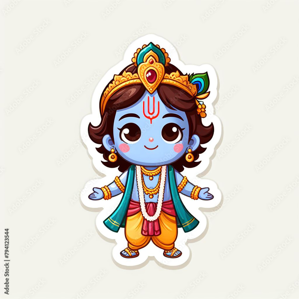 Lord Krishna kid cartoon character sticker