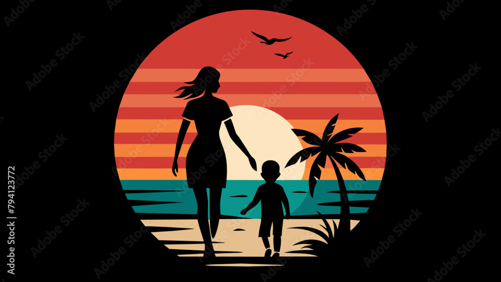 silhouette of a girl on the beach