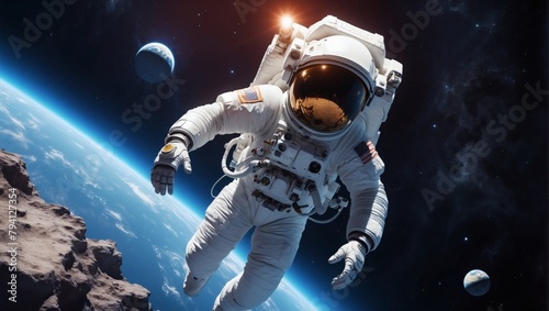 Astronaut Floating in Space, A Cosmic Journey into the Unknown. Science Fiction Exploration.