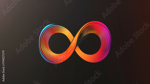 Infinity symbol icon. Colorful abstract sign on black background. photo