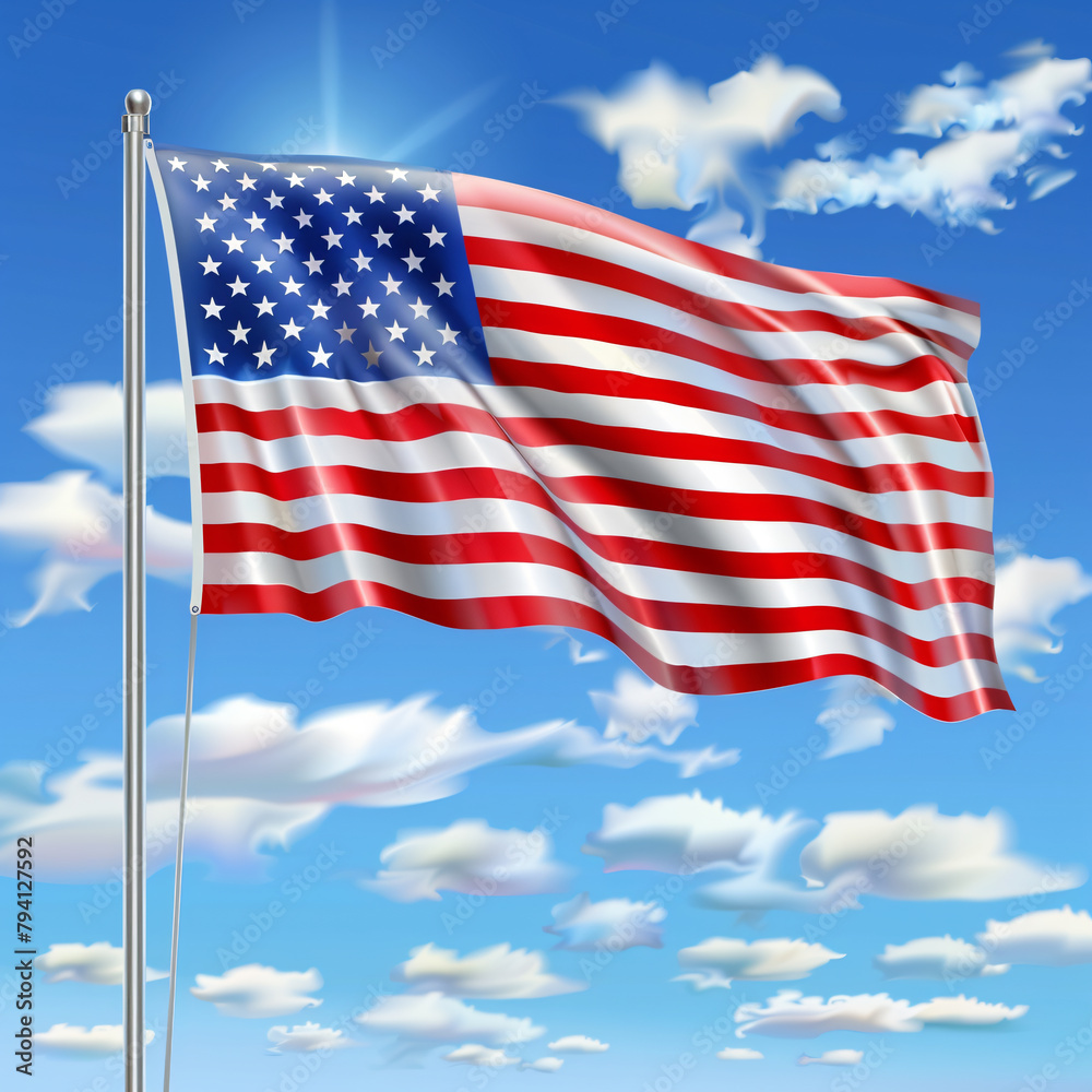 American flag blowing in the wind background American flag blowing in the wind background
