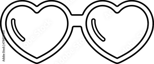 Cute shaped glasses outline vector. Heart shaped sunglasses outline svg.