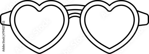 Cute shaped glasses outline vector. Heart shaped sunglasses outline svg.