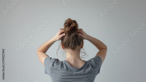 Woman with Elegant Hair Bun photo