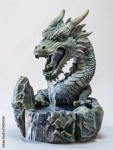 chinese dragon statue water fountain - isolated - generative ai © James
