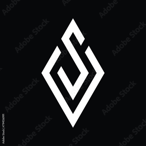 kite vector monogram design forming the letter "v" and "s".