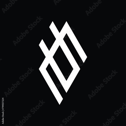 kite vector monogram design forming the letter "u" and "n".