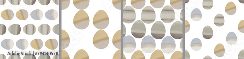Watercolor set of seamless patterns. Collection of hand drawn pastel Easter eggs