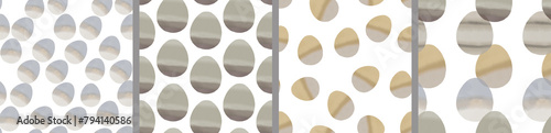 Watercolor set of seamless patterns. Collection of hand drawn pastel Easter eggs