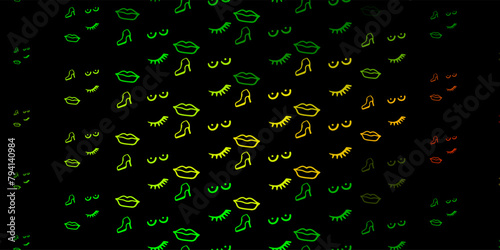 Dark Green, Yellow vector texture with women's rights symbols.