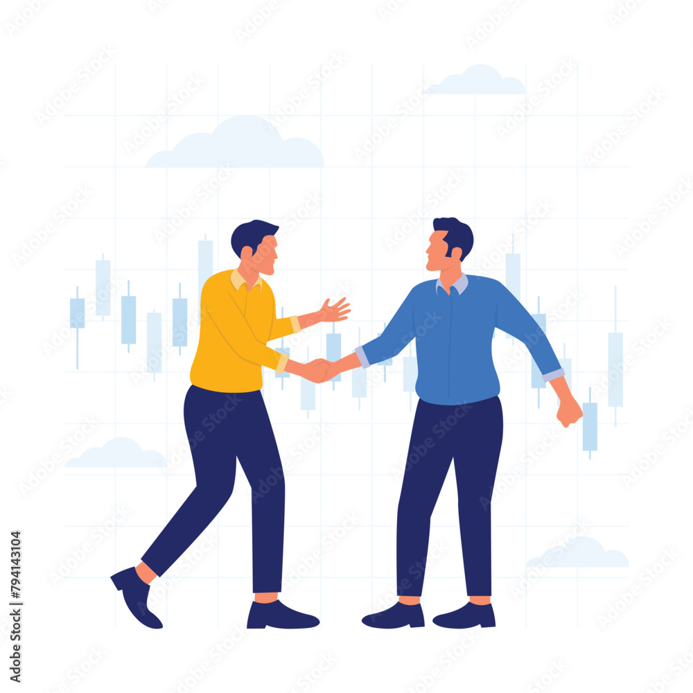 People handshake for rising stock market on chart