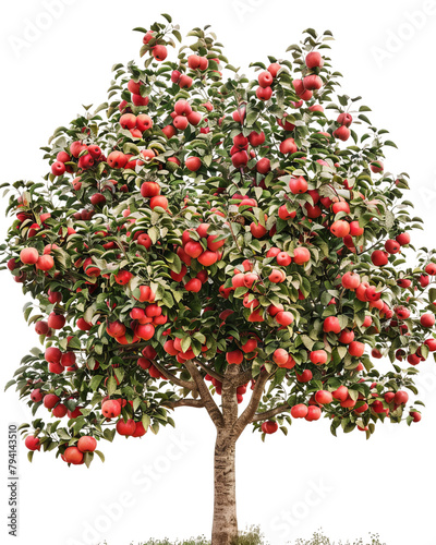red apple tree isolated on white background