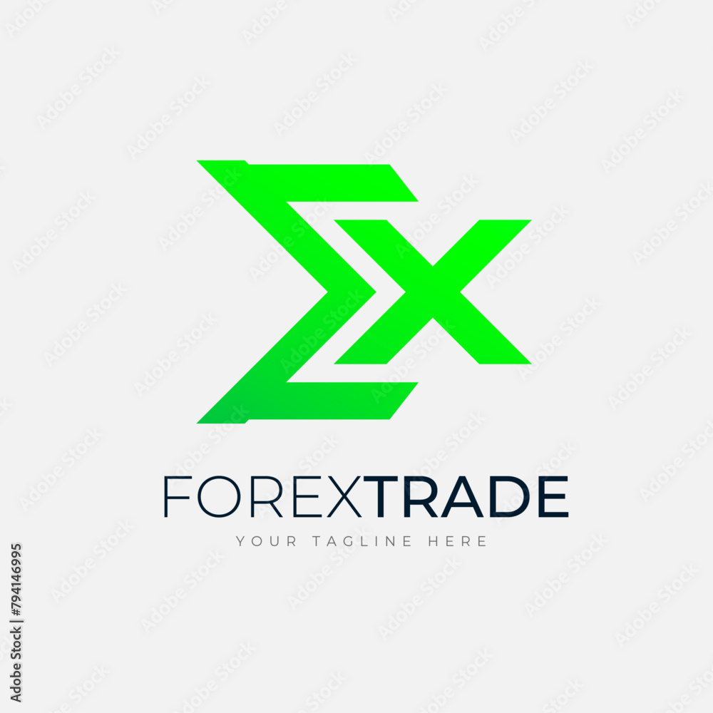 Forex Trade Logo design template - EX lettering logo Forex Trade Logo design template - EX lettering logo