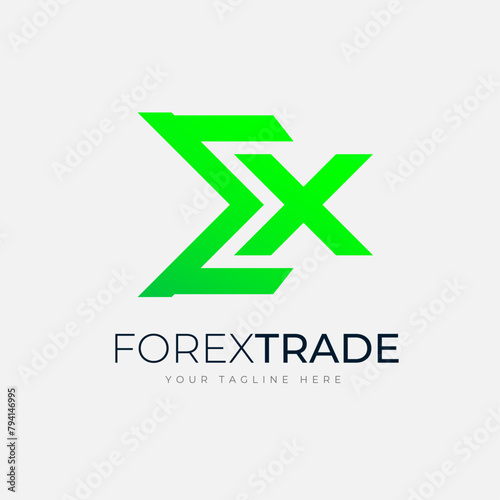 Forex Trade Logo design template - EX lettering logo