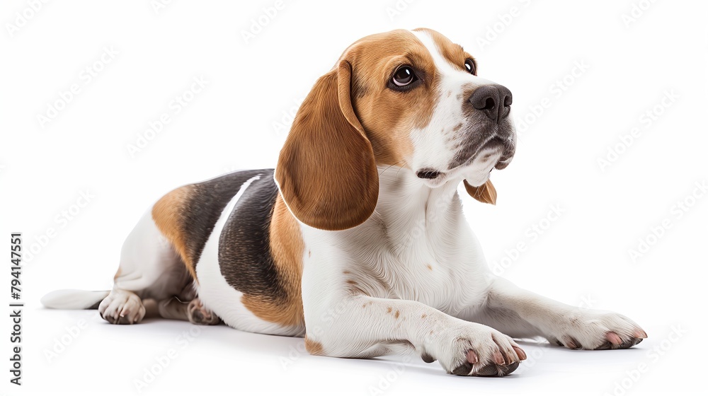 Beagle dog on white background