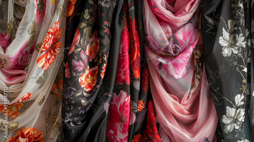 Variety of Floral-Patterned Fabrics Display #794147712