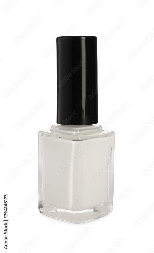 Beautiful nail polish in bottle isolated on white Beautiful nail polish in bottle isolated on white