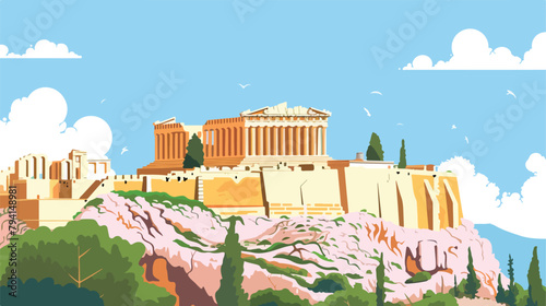 Athens Greece. View of the Acropolis at sunny day. Ha