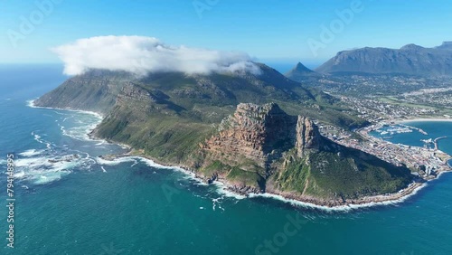 Aerial of Hout Bay, Cape Town, Western Cape, Cape Peninsula, South Africa, Africa photo