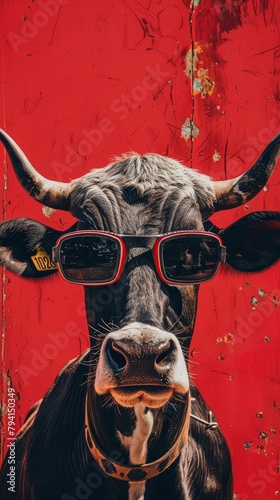 a cow wearing sunglasses