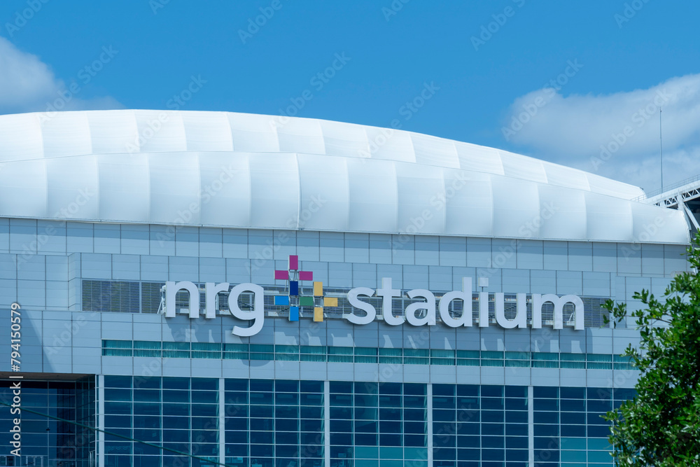 Houston, Texas, USA - April 14, 2024: NRG Stadium sign on the building ...