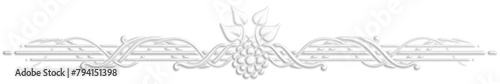 Art Deco border with a flower, white. Art Deco style illustration creating a border with leaves and flowers that look like a plaster ornament.