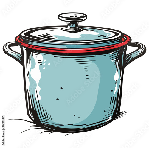 Metal pot with lid illustration