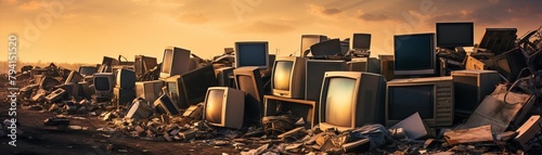 A landfill full of old CRT televisions and computer monitors