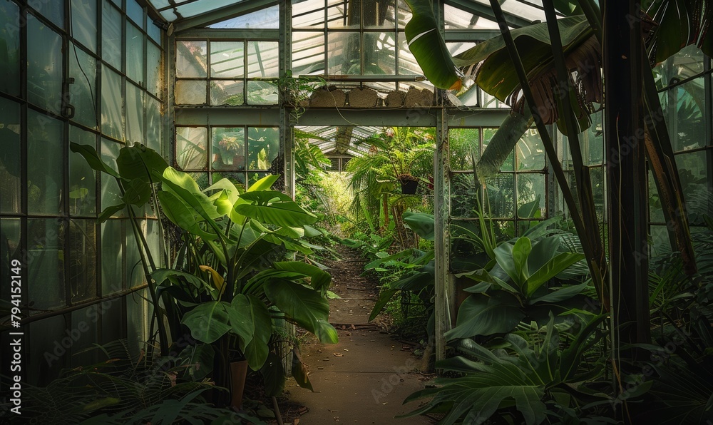 a greenhouse with plants inside