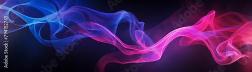 Blue and pink smoke on a black background