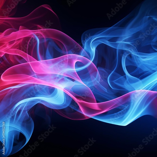 Blue and pink smoke on a black background