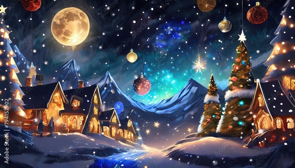 Obraz premium christmas night landscape