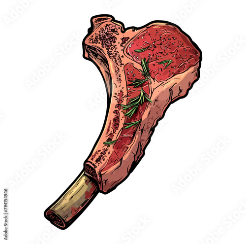 Grilled tomahawk steak color icon. Butchers meat,  tomahawk meat steak 