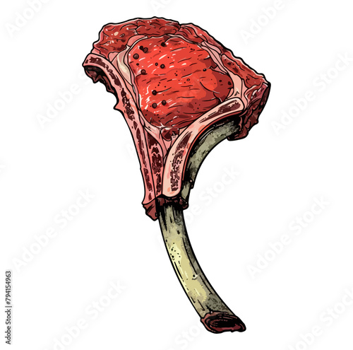 Grilled tomahawk steak color icon. Butchers meat,  tomahawk meat steak 